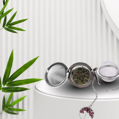 Stainless Steel Tea Infuser with Crystal - Empress Energy herbal holistic Buy Stainless Steel Tea Infuser with Crystal Tea Accessory from Empress Energy herbal wellness brand